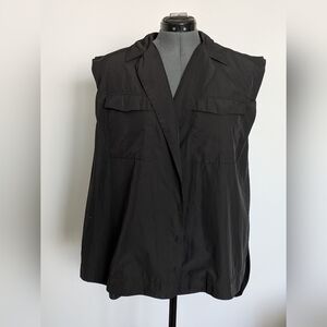 Women's Black Sleeveless Collared Tunic Top